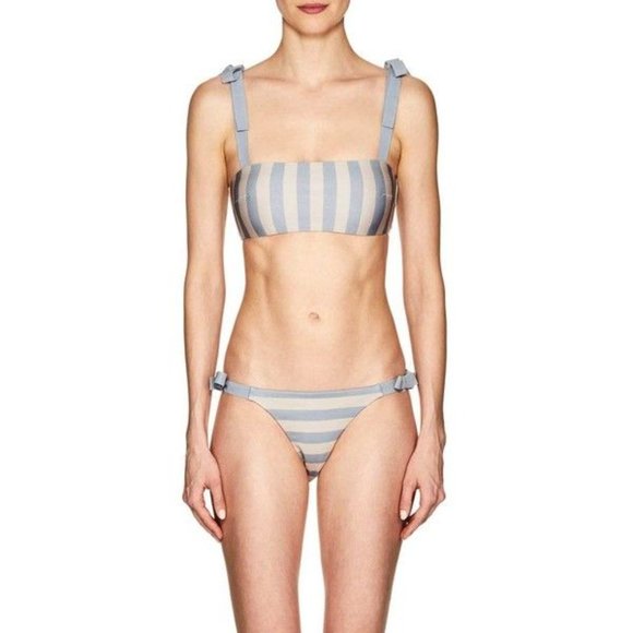 NWOT ZIMMERMANN Helm Striped Bandeau Bikini - Blue/Tan - AU3/US 8-10 - Picture 2 of 9